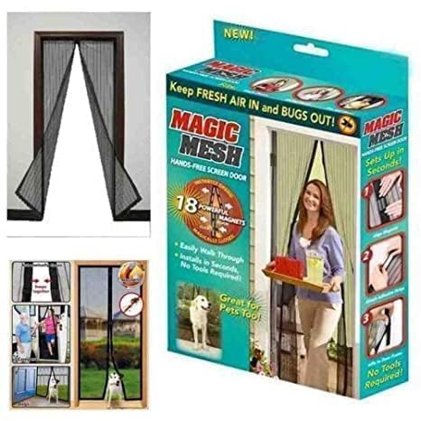 Magic Mesh Magnetic Mosquito Screen Door Net Curtain with Magnet Reinforced Polyester Mesh Curtain