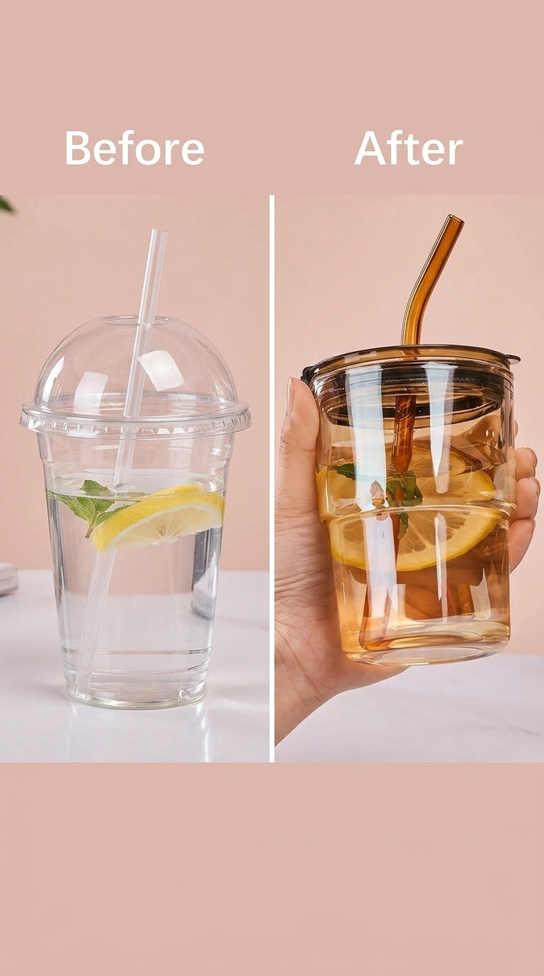 HAVN SipCool — Glass Tumbler with Lid & Straw, (450ml)