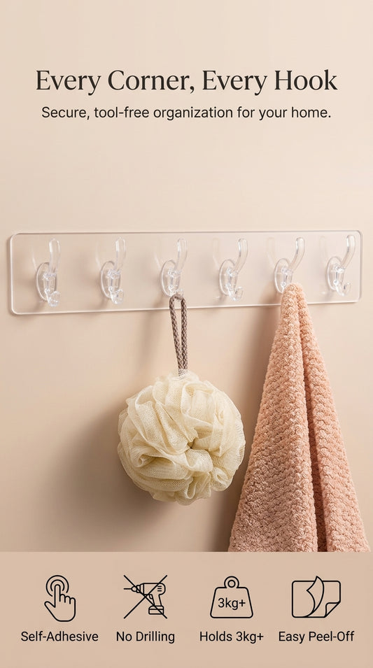 HAVN StickHold — Clear Adhesive Wall Hooks