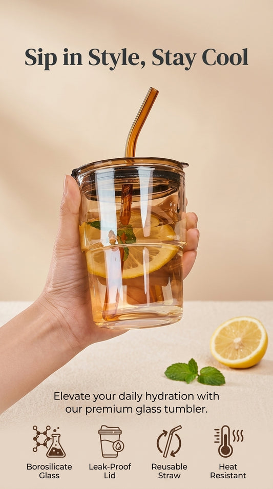 HAVN SipCool — Glass Tumbler with Lid & Straw