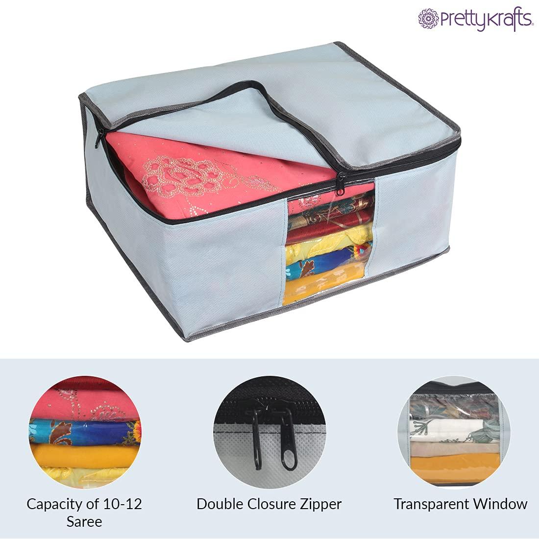 Foldable Saree Cover/Cloth Storage Bag With Zip (Pack Of 6)