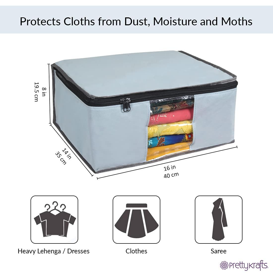 Foldable Saree Cover/Cloth Storage Bag With Zip (Pack Of 6)