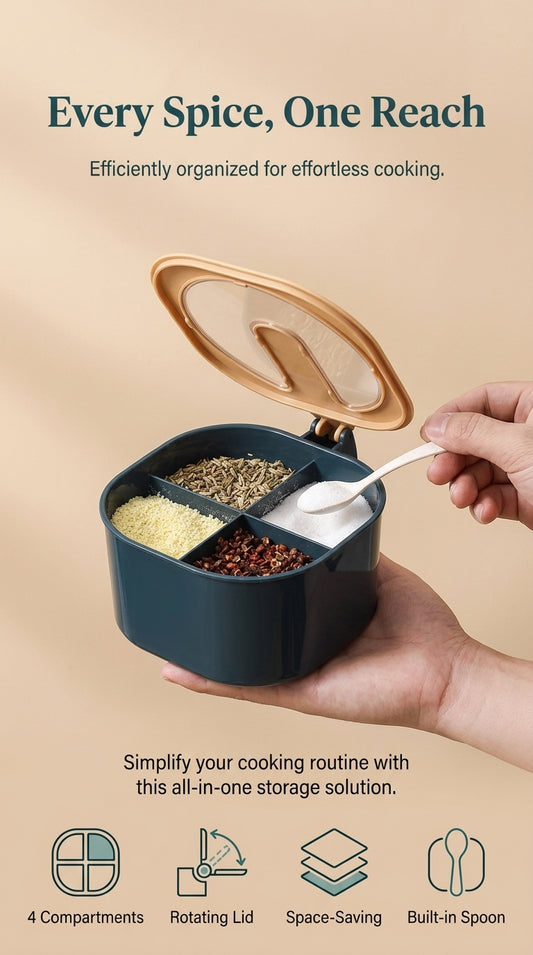 HAVN SpiceKeep — 4-Compartment Seasoning Box